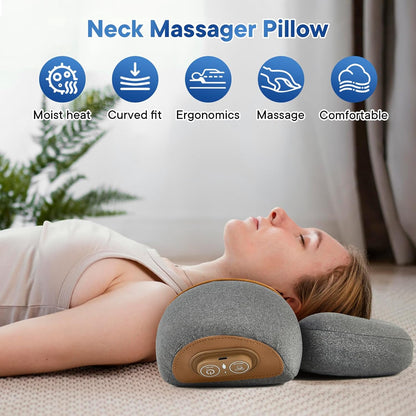3-in-1 Heated Neck Massager Pillow – Vibration & Traction