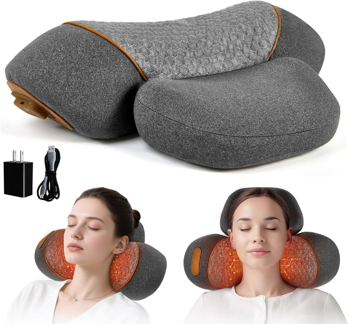 3-in-1 Heated Neck Massager Pillow – Vibration & Traction