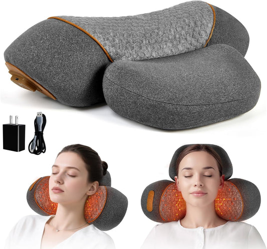 3-in-1 Heated Neck Massager Pillow – Vibration & Traction