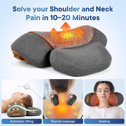 3-in-1 Heated Neck Massager Pillow – Vibration & Traction